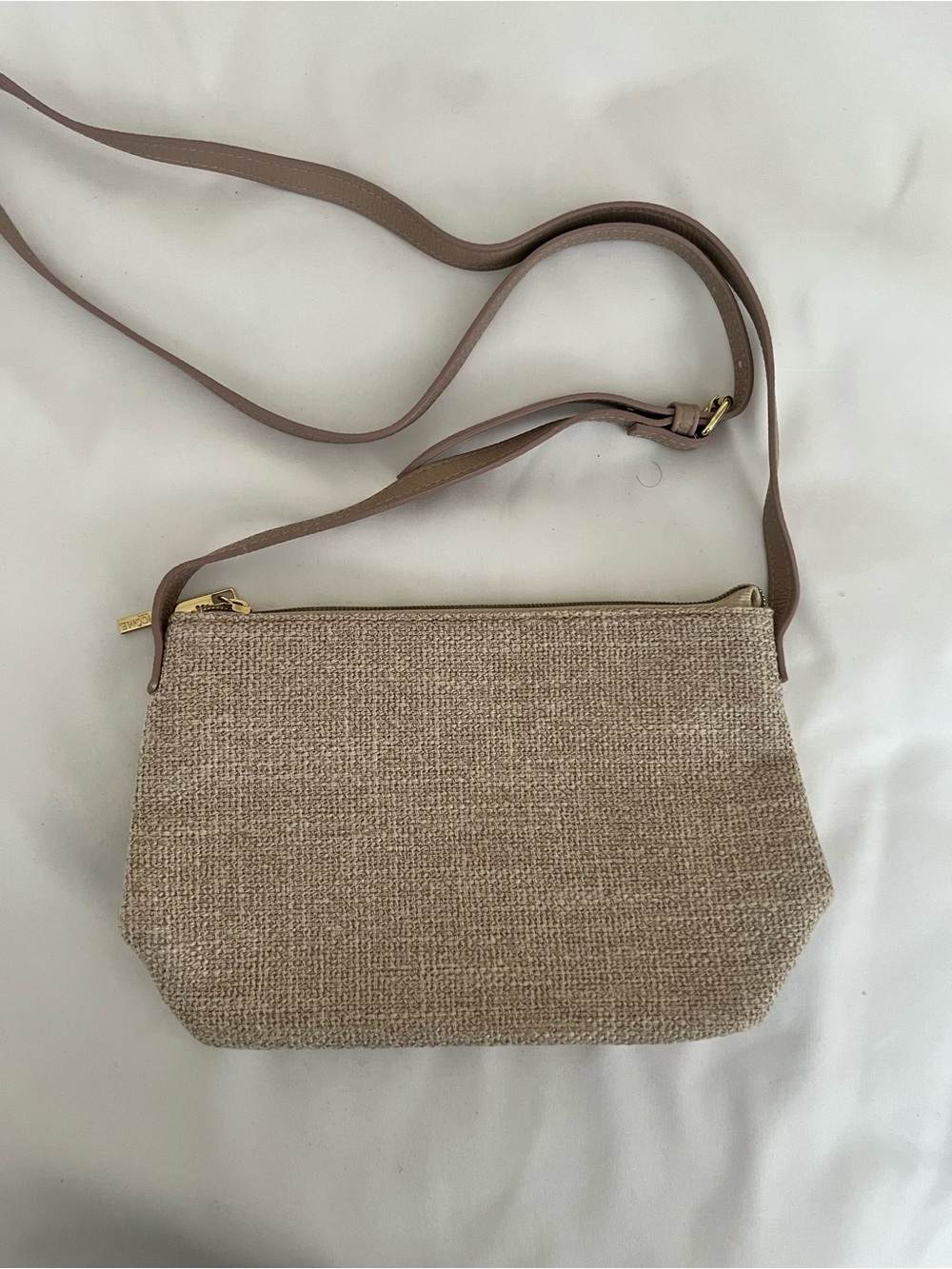 Neutral Beige Crossbody Bag with Adjustable Strap